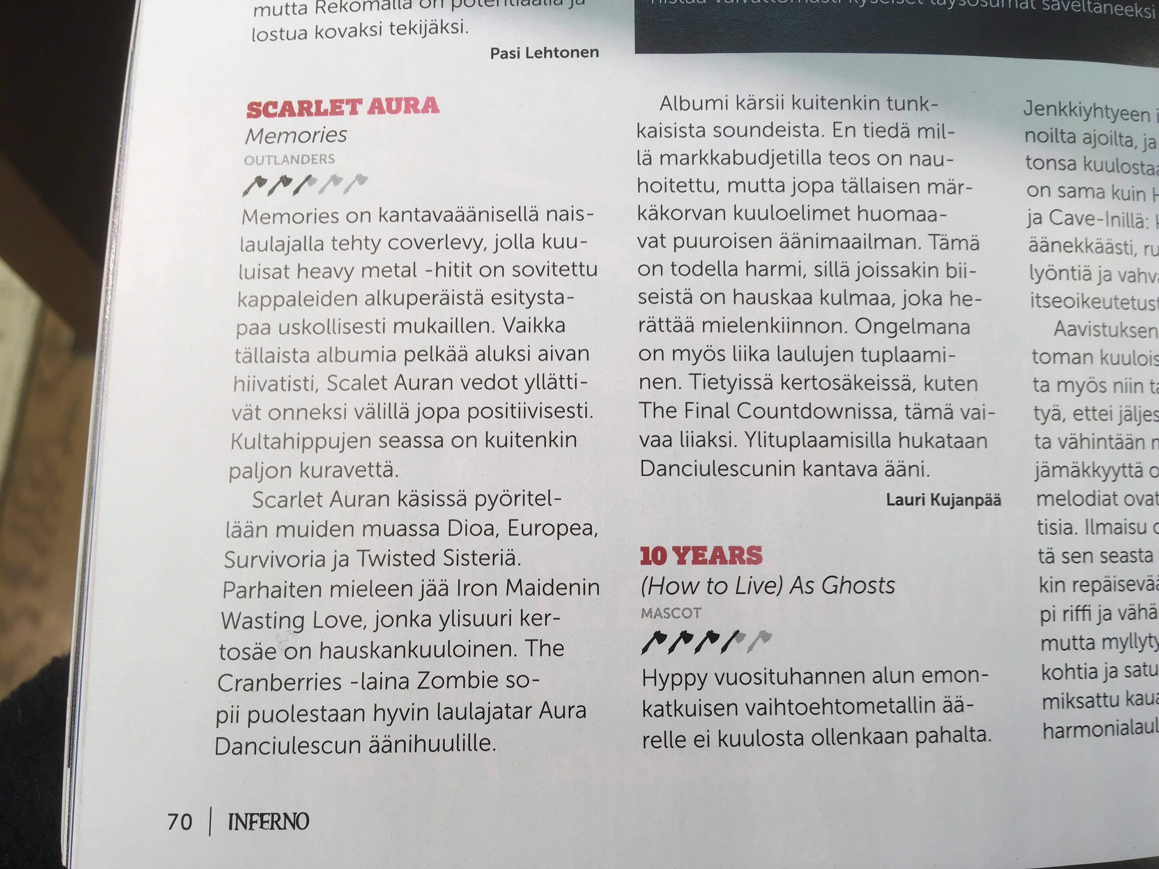 Inferno Finland 2017 Memories album review scan